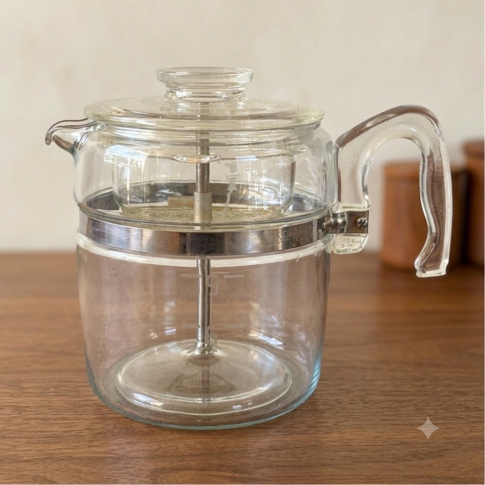 Vintage Pyrex Flameware 7759-B 9 Cup Glass Percolator Coffee Pot Complete USA